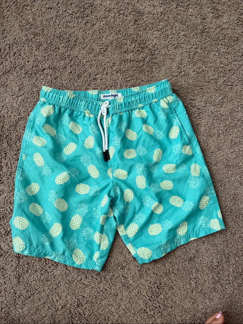 Maamgic  Mesh lined YOUTH  Teal Pineapple Swim Short
